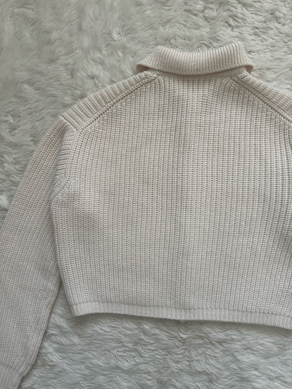 Aritzia Wilfred Nextdoor Sweater Collared 100% Merino Wool Cardigan Cream Sz S - Picture 5 of 12